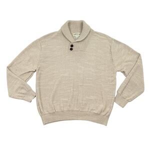 Orvis Linen Cotton Shawl Collar Pullover Sweater XXL Beige Grandpa Coastal Knit